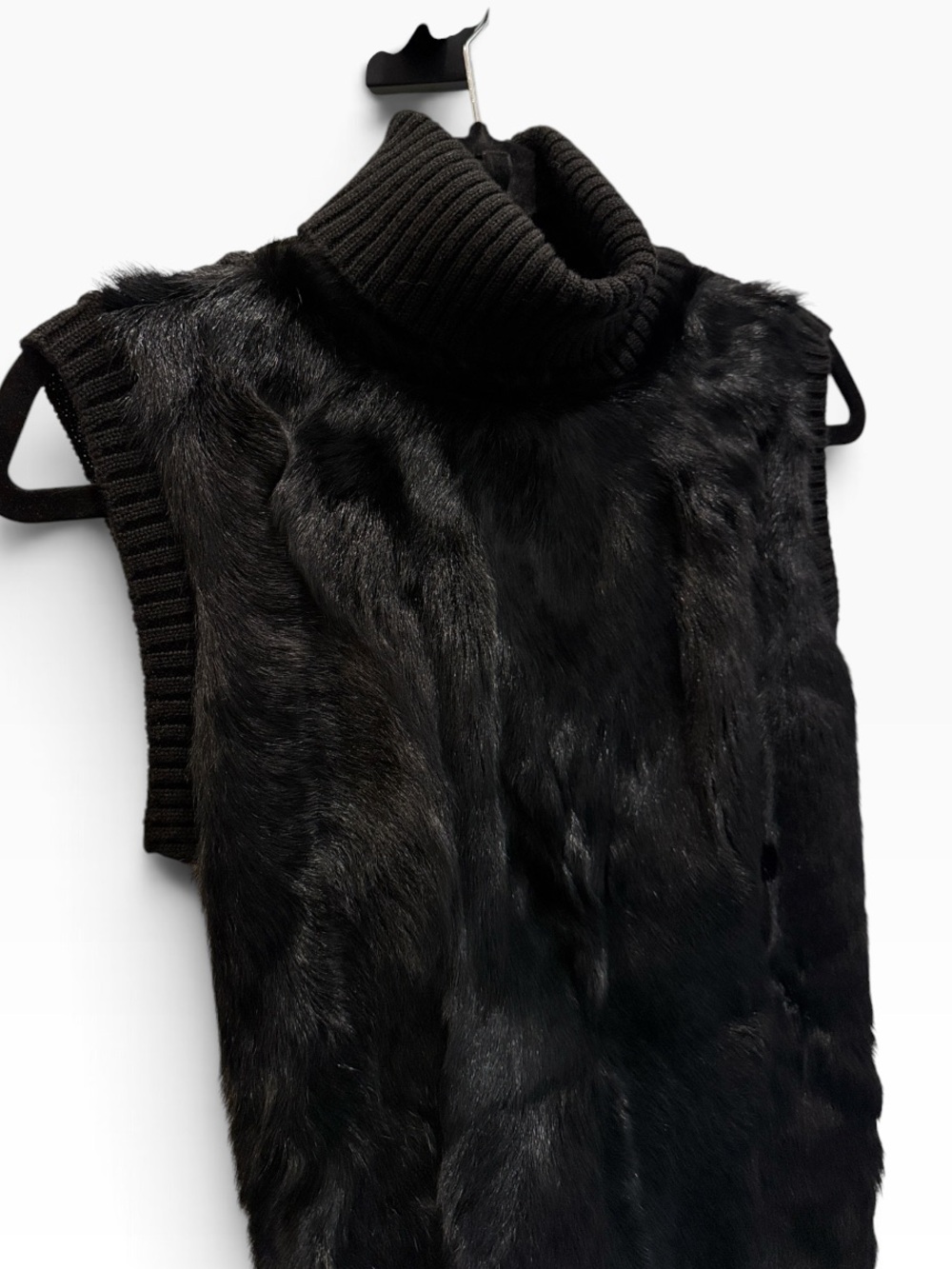 BCBGMaxAzria Black Genuine Goat Fur Top - Picture 6 of 12